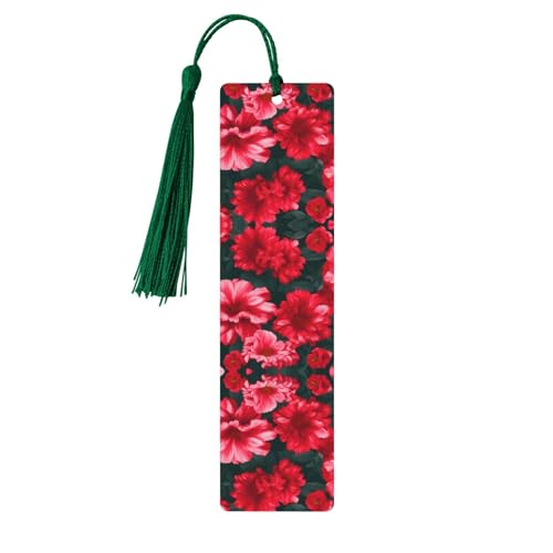 Holz-Lesezeichen mit roten und rosa Blumen, zum Aufhängen, Ornamente, rechteckige Lesezeichen mit Löchern und Seilen Holz-Lesezeichen mit roten und rosa Blumen, zum Aufhängen, Ornamente, rechteckige Lesezeichen mit Löchern und Seilen von FSCEV