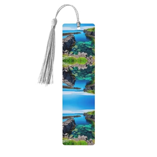Jeju Island Korea Holz-Lesezeichen Handwerk hängende Tags Ornamente Rechteckige Lesezeichen mit Löchern und Seilen von FSCEV