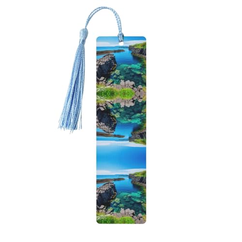 Jeju Island Korea Holz-Lesezeichen Handwerk hängende Tags Ornamente Rechteckige Lesezeichen mit Löchern und Seilen von FSCEV