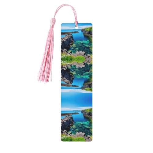 Jeju Island Korea Holz-Lesezeichen Handwerk hängende Tags Ornamente Rechteckige Lesezeichen mit Löchern und Seilen von FSCEV
