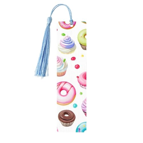 Lesezeichen aus Holz, Motiv: Cupcakes, Donuts, Muffins, Basteln, hängende Etiketten, Ornamente, rechteckige Lesezeichen mit Löchern und Seilen Lesezeichen aus Holz, Motiv: Cupcakes, Donuts, Muffins, Basteln, hängende Etiketten, Ornamente, rechteckige Lesezeichen mit Löchern und Seilen von FSCEV