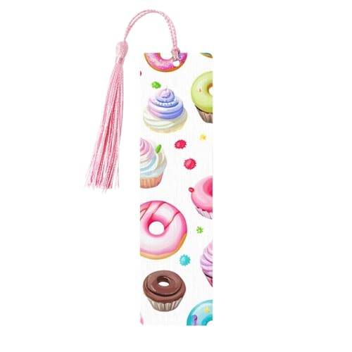 Lesezeichen aus Holz, Motiv: Cupcakes, Donuts, Muffins, Basteln, hängende Etiketten, Ornamente, rechteckige Lesezeichen mit Löchern und Seilen Lesezeichen aus Holz, Motiv: Cupcakes, Donuts, Muffins, Basteln, hängende Etiketten, Ornamente, rechteckige Lesezeichen mit Löchern und Seilen von FSCEV