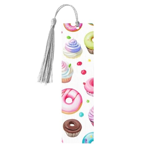 Lesezeichen aus Holz, Motiv: Cupcakes, Donuts, Muffins, Basteln, hängende Etiketten, Ornamente, rechteckige Lesezeichen mit Löchern und Seilen Lesezeichen aus Holz, Motiv: Cupcakes, Donuts, Muffins, Basteln, hängende Etiketten, Ornamente, rechteckige Lesezeichen mit Löchern und Seilen von FSCEV
