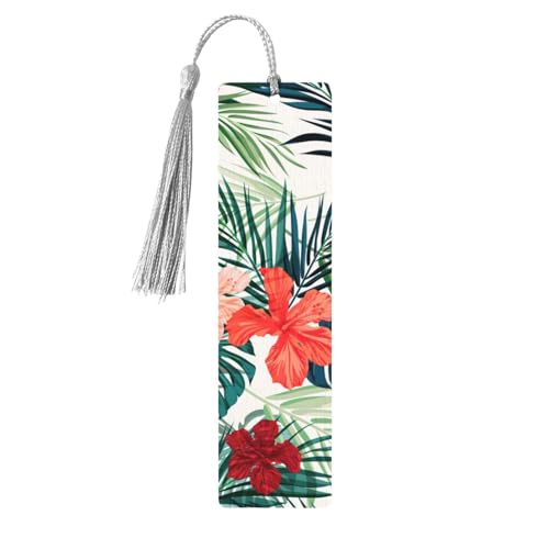 Lesezeichen aus Holz, Vegetationsblätter mit Hibiskusblüten, zum Basteln, hängende Etiketten, Ornamente, rechteckige Lesezeichen mit Löchern und Seilen Lesezeichen aus Holz, Vegetationsblätter mit Hibiskusblüten, zum Basteln, hängende Etiketten, Ornamente, rechteckige Lesezeichen mit Löchern und Seilen von FSCEV