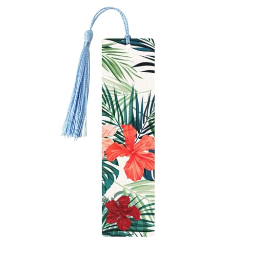 Lesezeichen aus Holz, Vegetationsblätter mit Hibiskusblüten, zum Basteln, hängende Etiketten, Ornamente, rechteckige Lesezeichen mit Löchern und Seilen Lesezeichen aus Holz, Vegetationsblätter mit Hibiskusblüten, zum Basteln, hängende Etiketten, Ornamente, rechteckige Lesezeichen mit Löchern und Seilen von FSCEV