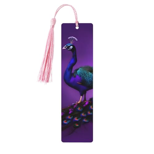 Lesezeichen aus Holz mit violettem Pfauenmuster, zum Basteln, hängende Etiketten, Ornamente, rechteckige Lesezeichen mit Löchern und Seilen Lesezeichen aus Holz mit violettem Pfauenmuster, zum Basteln, hängende Etiketten, Ornamente, rechteckige Lesezeichen mit Löchern und Seilen von FSCEV