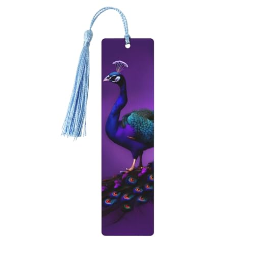 Lesezeichen aus Holz mit violettem Pfauenmuster, zum Basteln, hängende Etiketten, Ornamente, rechteckige Lesezeichen mit Löchern und Seilen Lesezeichen aus Holz mit violettem Pfauenmuster, zum Basteln, hängende Etiketten, Ornamente, rechteckige Lesezeichen mit Löchern und Seilen von FSCEV