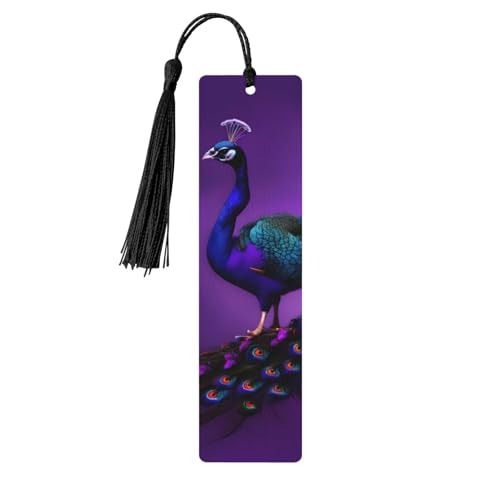 Lesezeichen aus Holz mit violettem Pfauenmuster, zum Basteln, hängende Etiketten, Ornamente, rechteckige Lesezeichen mit Löchern und Seilen Lesezeichen aus Holz mit violettem Pfauenmuster, zum Basteln, hängende Etiketten, Ornamente, rechteckige Lesezeichen mit Löchern und Seilen von FSCEV
