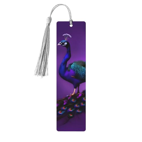 Lesezeichen aus Holz mit violettem Pfauenmuster, zum Basteln, hängende Etiketten, Ornamente, rechteckige Lesezeichen mit Löchern und Seilen Lesezeichen aus Holz mit violettem Pfauenmuster, zum Basteln, hängende Etiketten, Ornamente, rechteckige Lesezeichen mit Löchern und Seilen von FSCEV