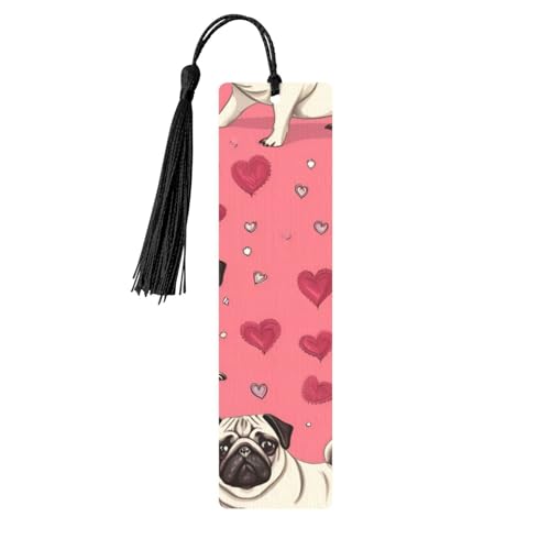 Lesezeichen mit Cartoon-Mops-Motiv, Holz, zum Aufhängen, Ornamente, rechteckige Lesezeichen mit Löchern und Seilen Lesezeichen mit Cartoon-Mops-Motiv, Holz, zum Aufhängen, Ornamente, rechteckige Lesezeichen mit Löchern und Seilen von FSCEV