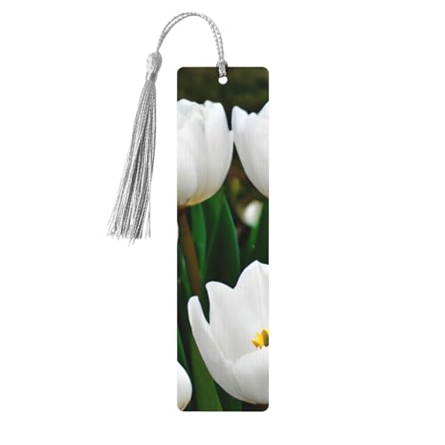 Lesezeichen mit weißen Tulpen und Blumen, Holz, zum Aufhängen, Ornamente, rechteckige Lesezeichen mit Löchern und Seilen Lesezeichen mit weißen Tulpen und Blumen, Holz, zum Aufhängen, Ornamente, rechteckige Lesezeichen mit Löchern und Seilen von FSCEV