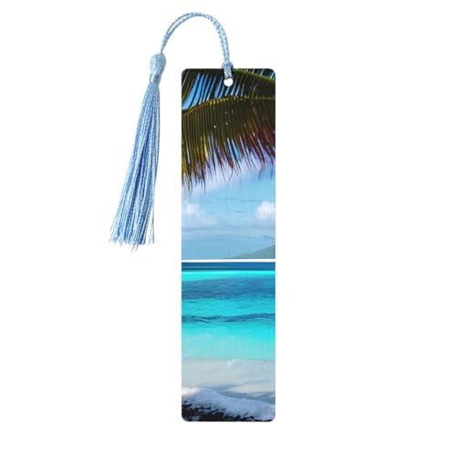 Tahiti Beach Holz-Lesezeichen zum Aufhängen, Ornamente, rechteckige Lesezeichen mit Löchern und Seilen Tahiti Beach Holz-Lesezeichen zum Aufhängen, Ornamente, rechteckige Lesezeichen mit Löchern und Seilen von FSCEV