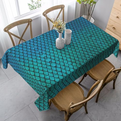 Tischdecke, Fischschuppen, rechteckig, für Küche, Esszimmer, Innen- und Außenbereich, Blau Tischdecke, Fischschuppen, rechteckig, für Küche, Esszimmer, Innen- und Außenbereich, Blau von FSCEV