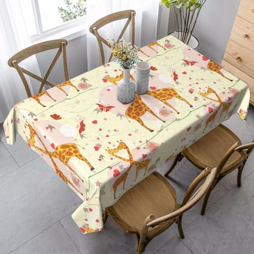 Tischdecke, Motiv: Giraffe, Herz, Blume, Schmetterling, rechteckig, für Küche, Esszimmer, Innen- und Außenbereich von FSCEV