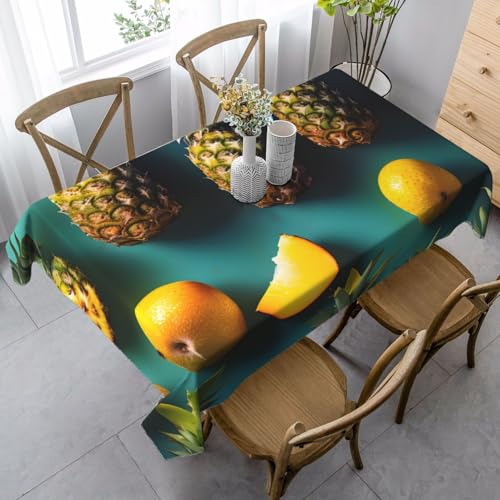 Tischdecke, Motiv: tropische Früchte, Ananas, rechteckig, für Küche, Esszimmer, Innen- und Außenbereich von FSCEV