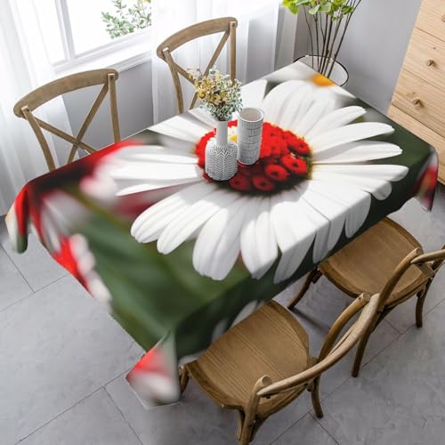 Tischdecke mit Blumen und weißen Gänseblümchen, rechteckig, für Küche, Esszimmer, Innen- und Außenbereich Tischdecke mit Blumen und weißen Gänseblümchen, rechteckig, für Küche, Esszimmer, Innen- und Außenbereich von FSCEV