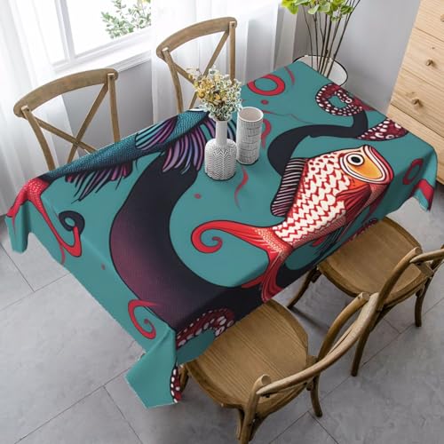 Tischdecke mit Fisch und Oktopus, rechteckig, für Küche, Esszimmer, Innen- und Außenbereich Tischdecke mit Fisch und Oktopus, rechteckig, für Küche, Esszimmer, Innen- und Außenbereich von FSCEV