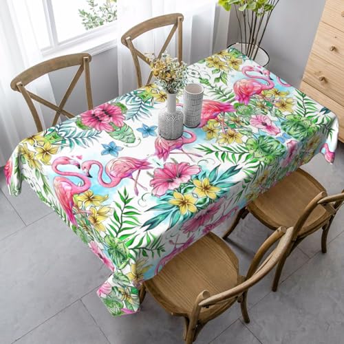 Tischdecke mit Flamingo-Blumen, rechteckig, für Küche, Esszimmer, Innen- und Außenbereich von FSCEV