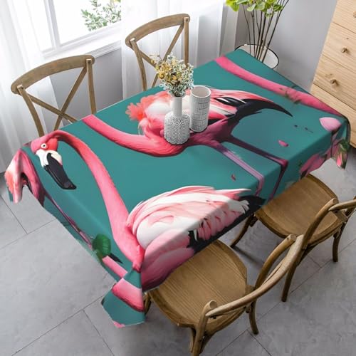 Tischdecke mit Flamingo-Blumen, rechteckig, für Küche, Esszimmer, Innen- und Außenbereich von FSCEV