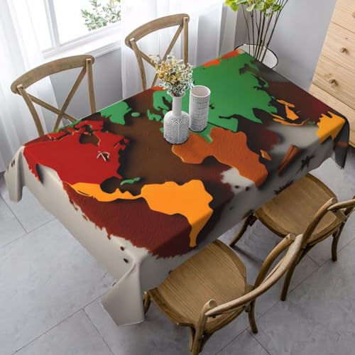 Tischdecke mit Weltkarte aus Gewürzen, rechteckig, für Küche, Esszimmer, Innen- und Außenbereich von FSCEV