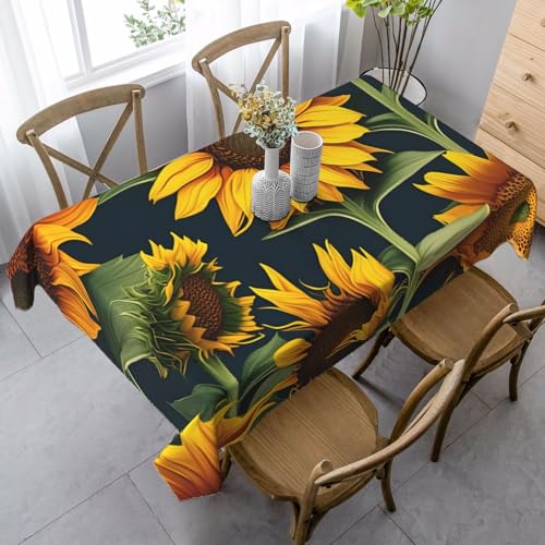 Tischdecke mit Wildblumen, Sonnenblumen, rechteckig, für Küche, Esszimmer, Innen- und Außenbereich von FSCEV