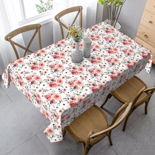 Tischdecke mit blühenden Rosen, rechteckig, für Küche, Esszimmer, Innen- und Außenbereich von FSCEV