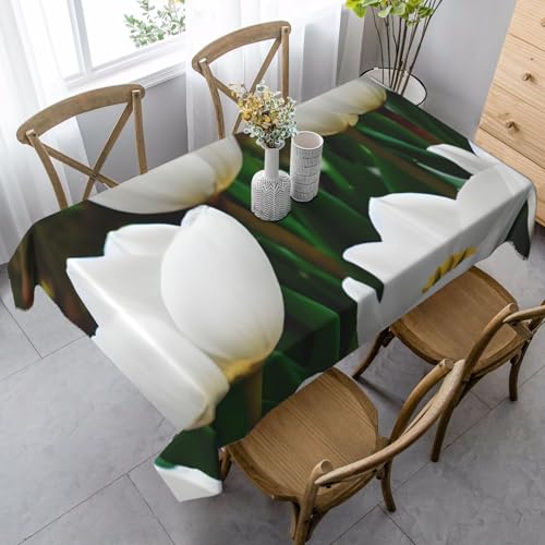 Tischdecke mit weißen Tulpen, rechteckig, für Küche, Esszimmer, Innen- und Außenbereich von FSCEV