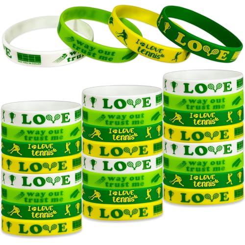 FSHANEE Tennis-Gummi-Armbänder, Tennis, Sport, Party, Gastgeschenke, Tennis, Motivation, Geburtstagsparty, Zubehör, Silikon-Armbänder, Tennis, Babyparty, Party, Geschenktütenfüller, Goodie Bag Stuff von FSHANEE