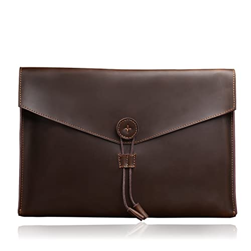 Aktentasche aus Leder, A4, für Dokumente, Büro, Tablet, Computertasche, Aktenordner (braun) von FSJMTQTS
