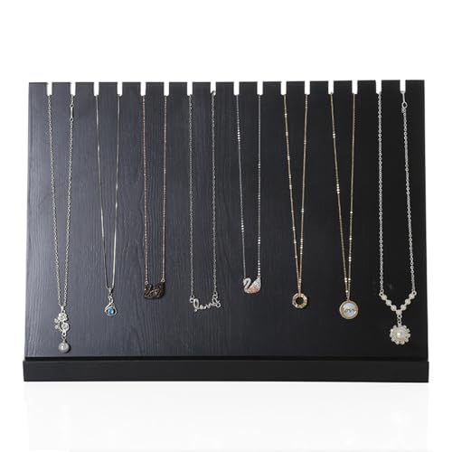FSJMTQTS Halskettenständer Holz Halskette Display Board Haushalt Anhänger Lagerung Schmuck Rack Schmuck-Organizer(Black) von FSJMTQTS