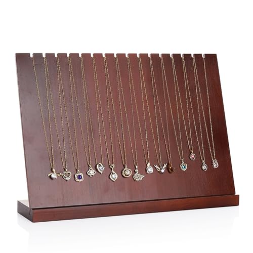 FSJMTQTS Halskettenständer Holz Halskette Display Board Haushalt Anhänger Lagerung Schmuck Rack Schmuck-Organizer(Braun) von FSJMTQTS