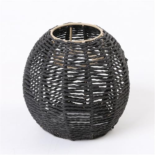 FSJMTQTS Lampenschirm Kreativer handgewebter dekorativer Retro-Lampenschirm aus Rattan für Wohndekor(Black) von FSJMTQTS