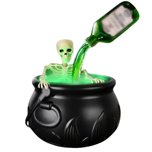 Halloween Deko Outdoor Hexenkessel mit Nebel,Witches Cauldron Kunststoff Großer Hexentopf,Hexenkessel Süßigkeiten Kessel Halloween Partys Dekoration (Schwarz) von FSLLWGWG