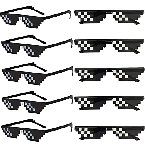 FSMILING 10 Paar Thug Life Sonnenbrille Party Brille MLG Pixelated Sonnenbrille für 8 Bit Pixel Mosaic Props Unisex Erwachsene von FSMILING