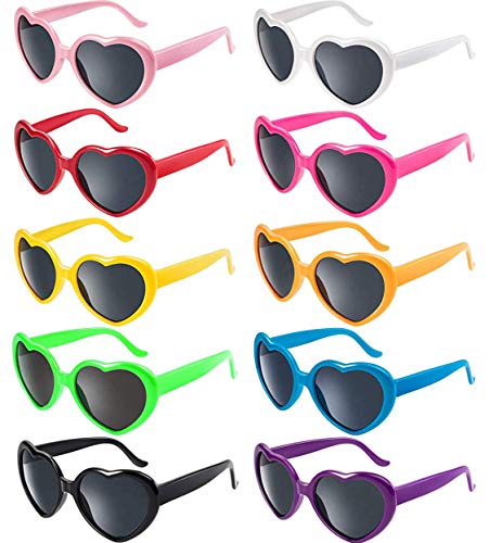 FSMILING 10 Stück Neon Herz Sonnenbrille Party Brille Herz,lustige Brille Herzform Sonnenbrille Partybrille Für Karneval/fasching von FSMILING