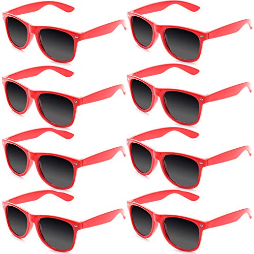 FSMILING 8 Stück Neon Sonnenbrille Rot Party Sonnenbrillen Set 80er Retro Party Brille Plastik Sonnenbrillen Pack Lustig Für Herren Damen von FSMILING