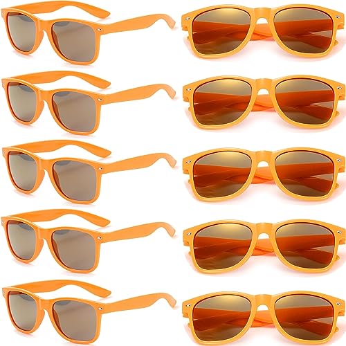 FSMILING Neon Sonnenbrille Party Set Sonnenbrille Orange Party Brille Für Damen Herren Fasching Karneval,10er Pack Sonnenbrillen von FSMILING