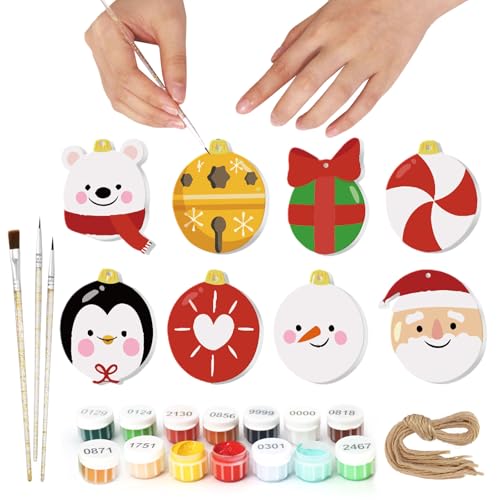 8 Stück Weihnachten Malen Nach Zahlen für Erwachsene DIY-Weihnachtsbaumschmuck Zum Aufhängen mit Hanfseil Malen Nach Zahlen für Anfänger mit PVC-Pinseln und Acrylfarben für die Wohnraumgestaltung (H) 8 Stück Weihnachten Malen Nach Zahlen für Erwachsene DIY-Weihnachtsbaumschmuck Zum Aufhängen mit Hanfseil Malen Nach Zahlen für Anfänger mit PVC-Pinseln und Acrylfarben für die Wohnraumgestaltung (H) von FSSODWT