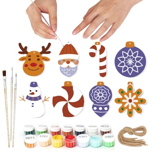 8 Stück Weihnachten Malen Nach Zahlen für Erwachsene DIY-Weihnachtsbaumschmuck Zum Aufhängen mit Hanfseil Malen Nach Zahlen für Anfänger mit PVC-Pinseln und Acrylfarben für die Wohnraumgestaltung (E) 8 Stück Weihnachten Malen Nach Zahlen für Erwachsene DIY-Weihnachtsbaumschmuck Zum Aufhängen mit Hanfseil Malen Nach Zahlen für Anfänger mit PVC-Pinseln und Acrylfarben für die Wohnraumgestaltung (E) von FSSODWT