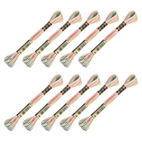 10 Knäuel, 8 Meter, buntes Stickgarn, Polyester-Baumwolle, Stickgarn, bunt, Freundschaftsarmband, mehrfarbig, Kreuzstichgarn zum Selbermachen, Rosa, Beige und Blau 10 Knäuel, 8 Meter, buntes Stickgarn, Polyester-Baumwolle, Stickgarn, bunt, Freundschaftsarmband, mehrfarbig, Kreuzstichgarn zum Selbermachen, Rosa, Beige und Blau von FSSTUD