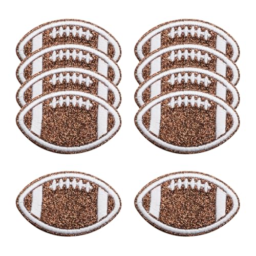 10 Stück 5,3 cm Pailletten-Fußball-Aufnäher zum Aufbügeln, bestickte Fußball-Applikationen, Sportball-Stickerei-Flicken zum Aufnähen auf Stoff, Fußbälle, Sportthema, Nähapplikationen für Kleidung von FSSTUD