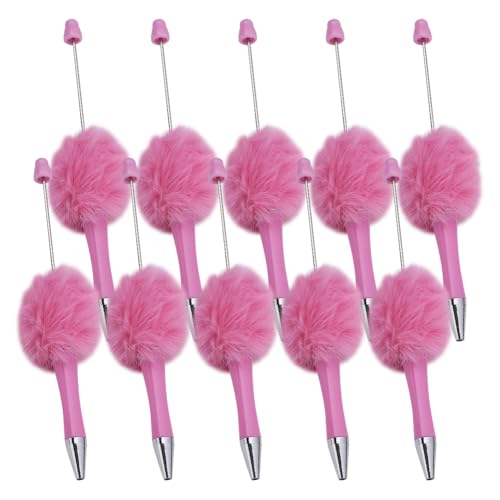 10 Stück Plüsch-Kugelschreiber, niedlich, flauschig, Kunststoffperlenstifte, ausgefallene pelzige Schreibstifte, schwarze Tinte, Pompon, Perlenstifte mit Schaft, Bürobedarf für Bastelarbeiten, Rosa 10 Stück Plüsch-Kugelschreiber, niedlich, flauschig, Kunststoffperlenstifte, ausgefallene pelzige Schreibstifte, schwarze Tinte, Pompon, Perlenstifte mit Schaft, Bürobedarf für Bastelarbeiten, Rosa von FSSTUD