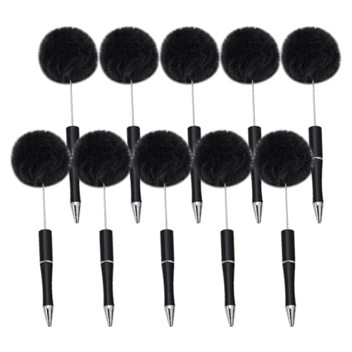 10 Stück flauschige Perlen-Kugelschreiber, Plüsch-Kugelschreiber, flauschige Kugel-Kugelschreiber, niedliche Pompom-Stifte zum Selbermachen, Kunststoffperlenstifte, schwarze Tinte, pelzige 10 Stück flauschige Perlen-Kugelschreiber, Plüsch-Kugelschreiber, flauschige Kugel-Kugelschreiber, niedliche Pompom-Stifte zum Selbermachen, Kunststoffperlenstifte, schwarze Tinte, pelzige von FSSTUD