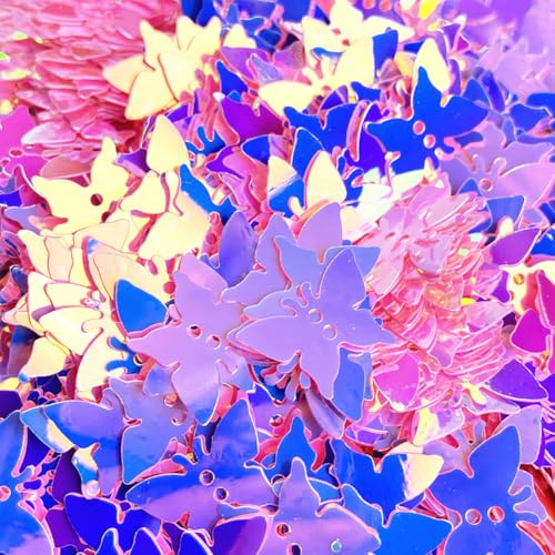 100 Gramm 17mm Groß Schmetterling Konfetti Big Craft Schmetterling Pailletten Holografische Pailletten Konfetti Süße Nähen Pailletten Schillernde Party Tischdekorationen für Geburtstag Hochzeit von FSSTUD