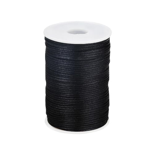 FSSTUD 100 Meter 2 mm Nylon-Perlenfaden, Schmuckschnur, lange Armbandschnur, Bastelperlen, Perlenschnur, Faden, Armbandherstellung, Kordel, Schwarz von FSSTUD
