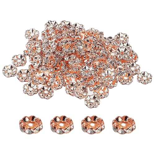 100 Stück 12 mm Wellen-Strass-Abstandshalter, großes Loch, Kristallperlen, Diamant-Schmuckherstellung, runde Glitzer-Charm-Perlen, Metall, Freundschaftsarmband, Perlen, lose Bastelperlen für von FSSTUD