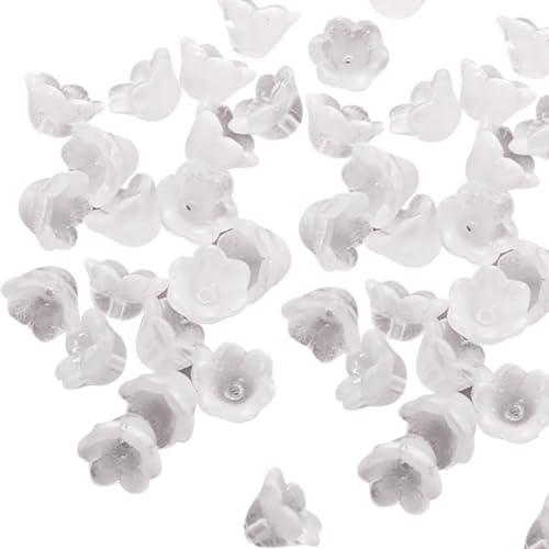 100 Stück 12 x 7 mm große Glas-Trompeten-Perlen, kleine Blumenperlen, Charm-Anhänger, Glocke, Blume, Abstandshalter, ästhetische Schmuckherstellung, Perlen, niedliche Blumen-Perlenkappen mit Loch für von FSSTUD