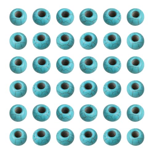 100 Stück 14 mm große Loch, türkisfarbene Perlen, Edelstein, europäische Perlen, kleine runde Steinperlen, Bastelperlen, Charms, dekorative Armband-Abstandshalter für DIY-Projekte, Grün 100 Stück 14 mm große Loch, türkisfarbene Perlen, Edelstein, europäische Perlen, kleine runde Steinperlen, Bastelperlen, Charms, dekorative Armband-Abstandshalter für DIY-Projekte, Grün von FSSTUD