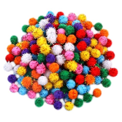 100 Stück 2,5 cm farbige Pompons, flauschige Pompons, Weihnachts-Pompons, weich, flauschig, kleine Glitzer-Pompons für Bastelarbeiten 100 Stück 2,5 cm farbige Pompons, flauschige Pompons, Weihnachts-Pompons, weich, flauschig, kleine Glitzer-Pompons für Bastelarbeiten von FSSTUD