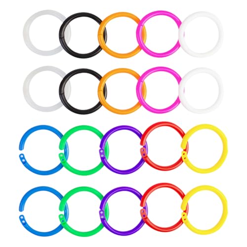 100 Stück kleine Kunststoff-Binderinge, runde Notizbuch-Ringe, Papierringe, bunte lose Blätter, Buchring, Karteikarten, Ring-Clips für Studenten, Lehrer, Arbeiter, 20 mm 100 Stück kleine Kunststoff-Binderinge, runde Notizbuch-Ringe, Papierringe, bunte lose Blätter, Buchring, Karteikarten, Ring-Clips für Studenten, Lehrer, Arbeiter, 20 mm von FSSTUD